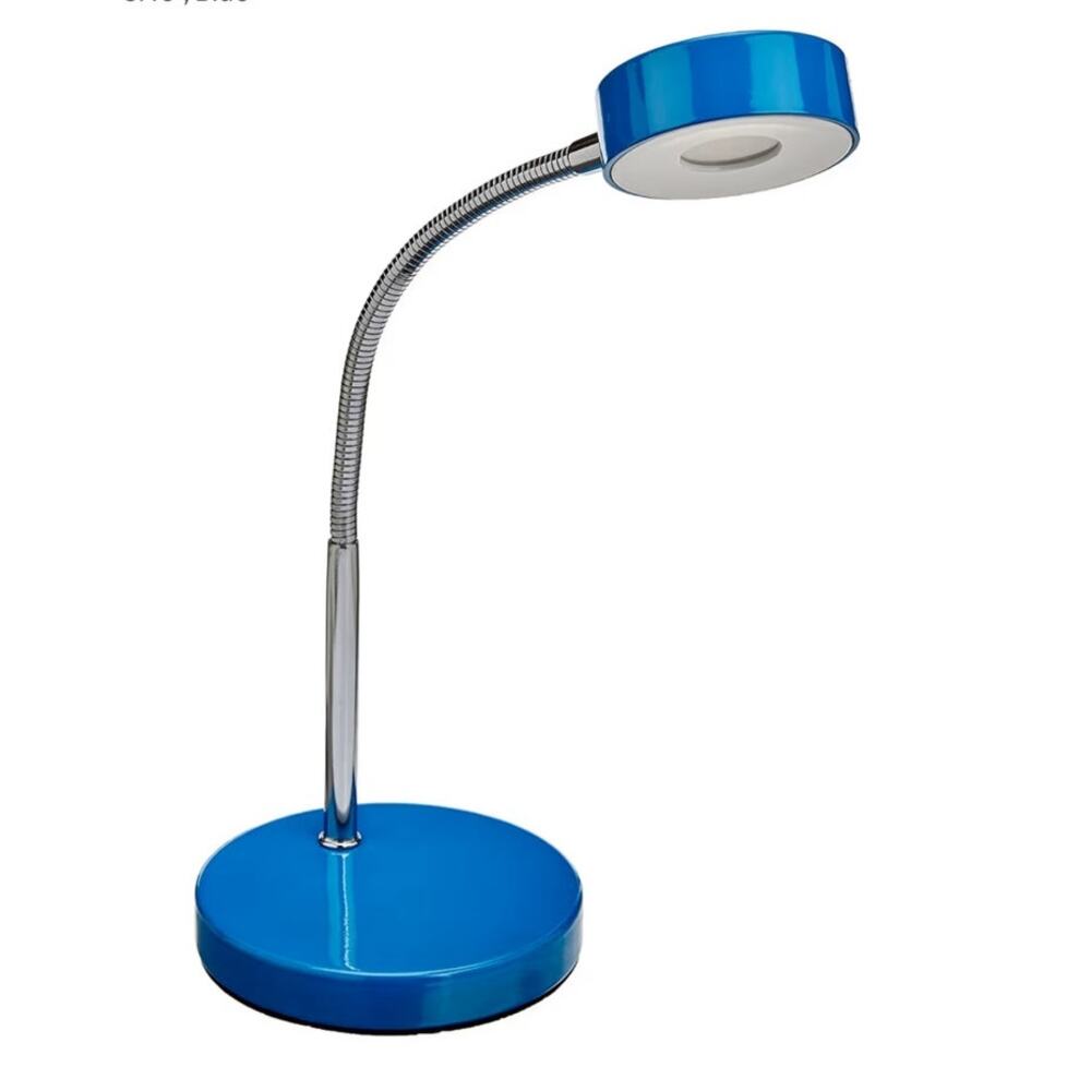 Globe Electric Company 12645 LED Blue Adjustable Chrome Gooesneck Desk Lamp NEW